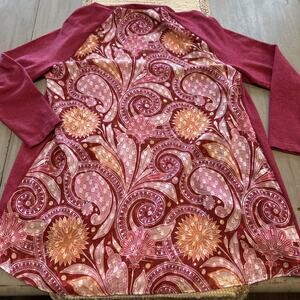 Soft Surroundings Berry Pink Paisley Pattern Back Open Front Cardigan Sz XL Boho